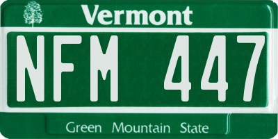 VT license plate NFM447