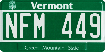VT license plate NFM449