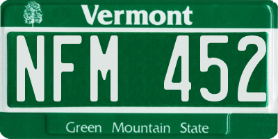VT license plate NFM452