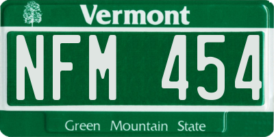 VT license plate NFM454