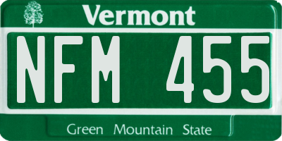 VT license plate NFM455