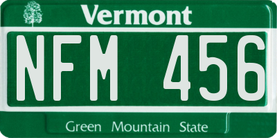 VT license plate NFM456
