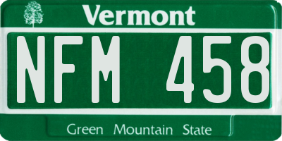 VT license plate NFM458