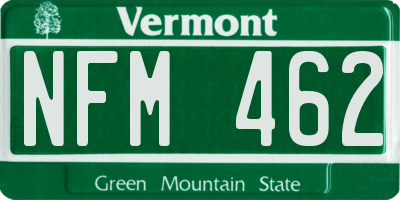 VT license plate NFM462