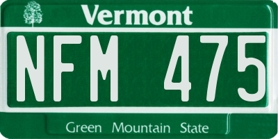 VT license plate NFM475