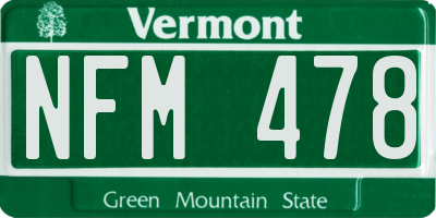 VT license plate NFM478