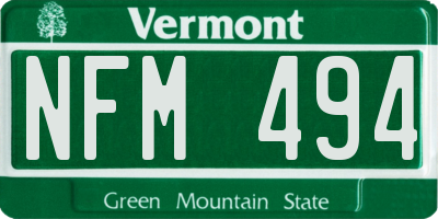 VT license plate NFM494