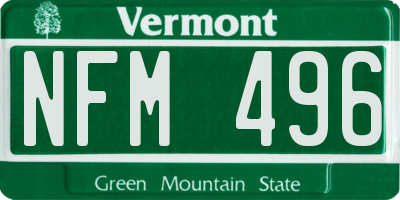 VT license plate NFM496