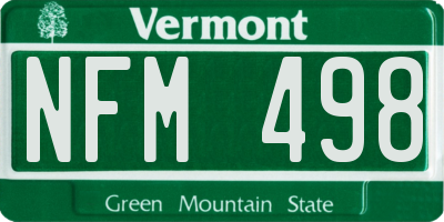 VT license plate NFM498