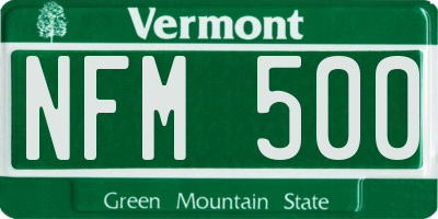 VT license plate NFM500