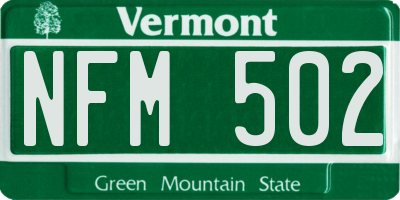 VT license plate NFM502