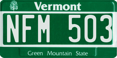 VT license plate NFM503