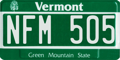 VT license plate NFM505