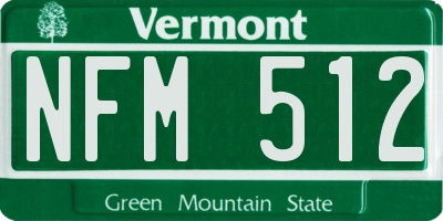 VT license plate NFM512