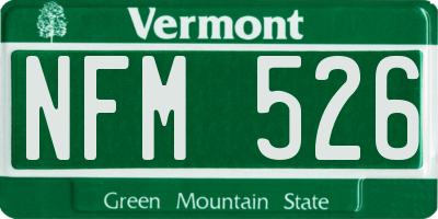 VT license plate NFM526