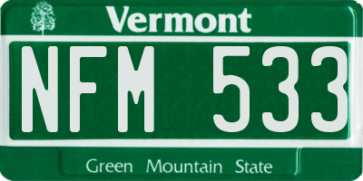 VT license plate NFM533