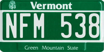 VT license plate NFM538