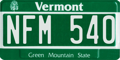 VT license plate NFM540