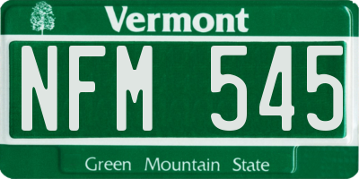 VT license plate NFM545