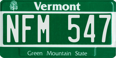 VT license plate NFM547