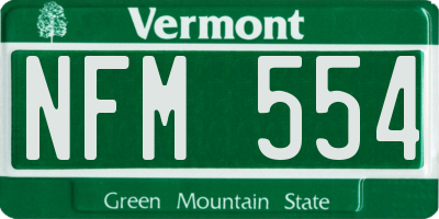 VT license plate NFM554