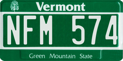 VT license plate NFM574