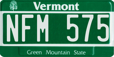 VT license plate NFM575