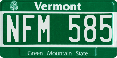VT license plate NFM585