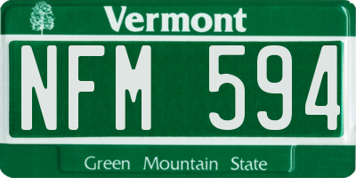 VT license plate NFM594