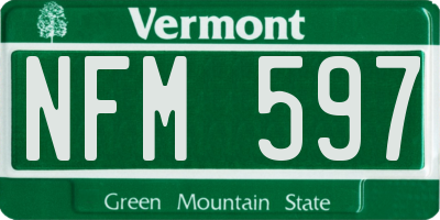 VT license plate NFM597