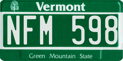VT license plate NFM598
