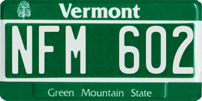 VT license plate NFM602
