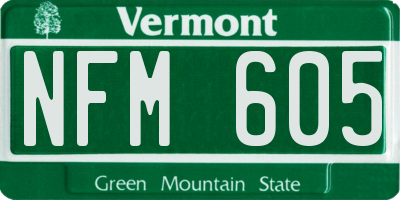 VT license plate NFM605