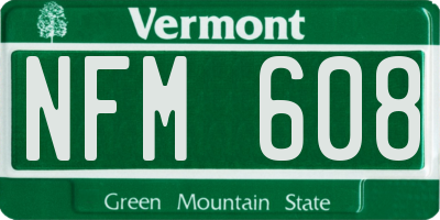 VT license plate NFM608