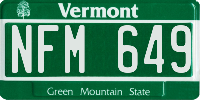 VT license plate NFM649
