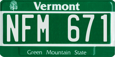 VT license plate NFM671