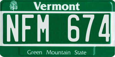 VT license plate NFM674