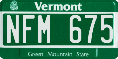 VT license plate NFM675