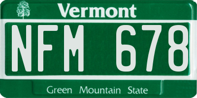 VT license plate NFM678
