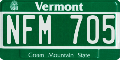 VT license plate NFM705
