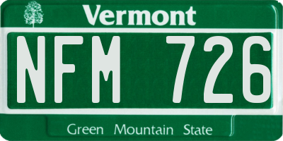 VT license plate NFM726