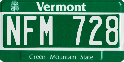 VT license plate NFM728