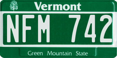 VT license plate NFM742