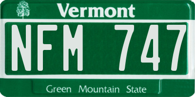 VT license plate NFM747