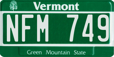 VT license plate NFM749