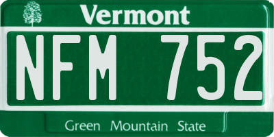 VT license plate NFM752