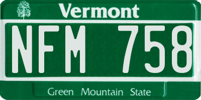 VT license plate NFM758