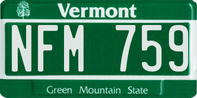 VT license plate NFM759
