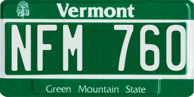 VT license plate NFM760