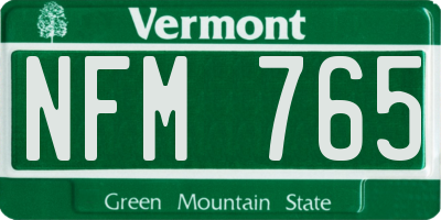 VT license plate NFM765